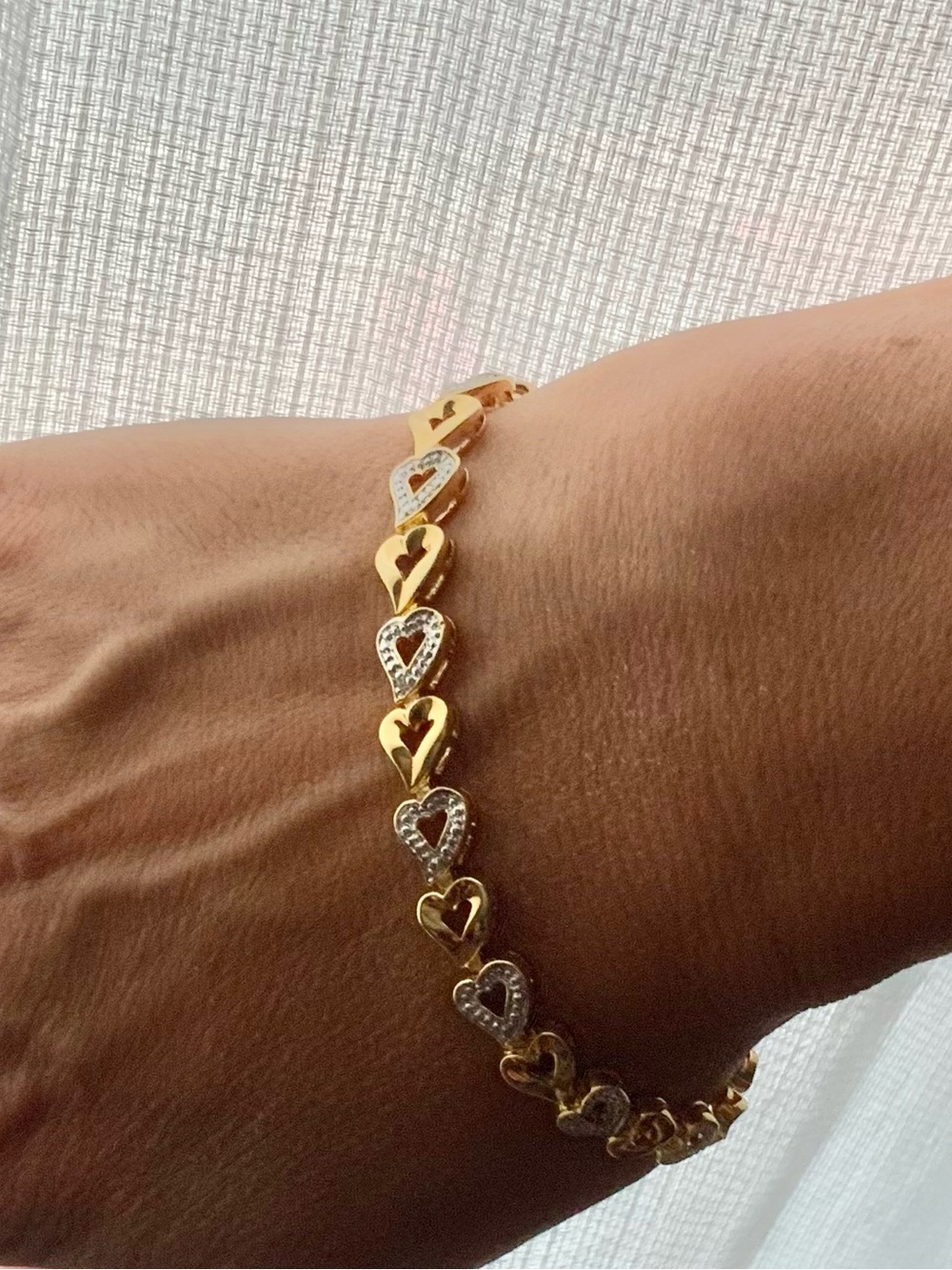 CLOSET CLEAR OUT- JTV 925 Sterling Silver Gold Clad Two Tone Heart Bracelet NWOT - Picture 8 of 9
